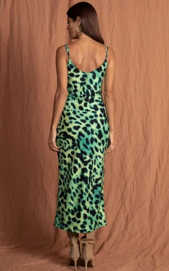 Women Dancing Leopard Sienna Midaxi Dress In Lime Leopard