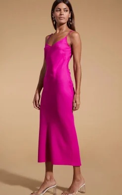 Women Dancing Leopard Sienna Midaxi Slip Dress In Magenta