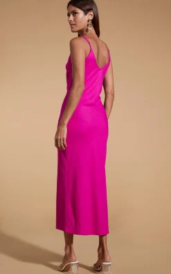 Women Dancing Leopard Sienna Midaxi Slip Dress In Magenta