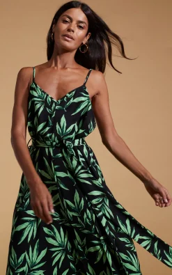 Women Dancing Leopard Sookie Slip Dress In Tropic Green On Black