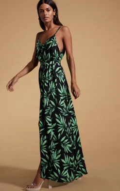 Women Dancing Leopard Sookie Slip Dress In Tropic Green On Black