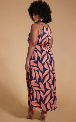 Women Dancing Leopard Sunset Dress In Abstract Leaf - Extended Sizing