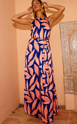 Women Dancing Leopard Sunset Dress In Abstract Leaf