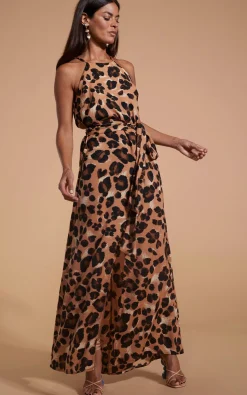 Women Dancing Leopard Sunset Dress In Painted Leopard