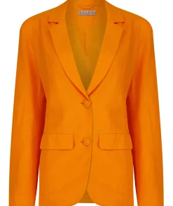 Women Dancing Leopard Tatiyana Linen Blazer In Orange