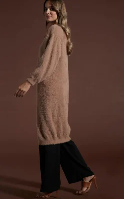 Women Dancing Leopard Taylor Longline Cardigan In Mocha