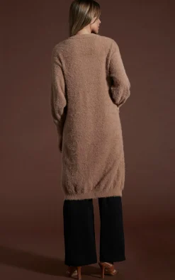 Women Dancing Leopard Taylor Longline Cardigan In Mocha