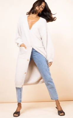 Women Dancing Leopard Taylor Longline Cardigan In Sand