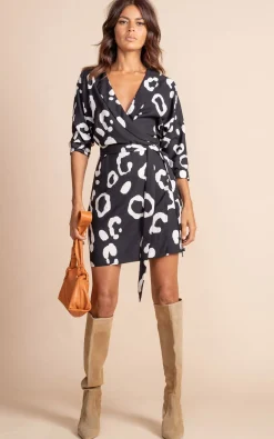Women Dancing Leopard Valley Mini Dress In Oversized Mono Leopard