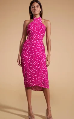 Women Dancing Leopard Whitney Maxi Wrap Skirt In Odd Dot Pink On Magenta