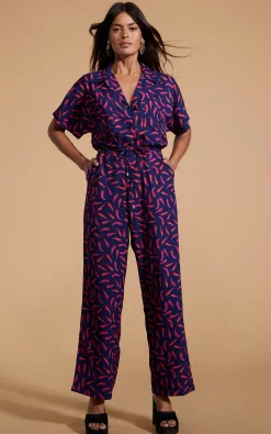 Women Dancing Leopard Zeta Jumpsuit In Chilli Pepper