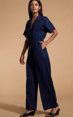 Women Dancing Leopard Zeta Jumpsuit In Navy