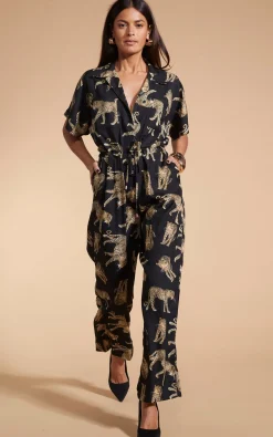 Women Dancing Leopard Zeta Jumpsuit In Roaming Leopards