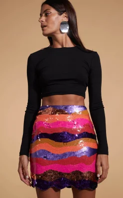 Women Dancing Leopard Zinnea Sequin Mini Skirt In Sunset